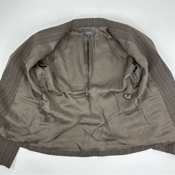 Tahari ASL Women's Brown and Tan‎ Pinstripe One Button Preppy Blazer 4/35.25" - Picture 9 of 14
